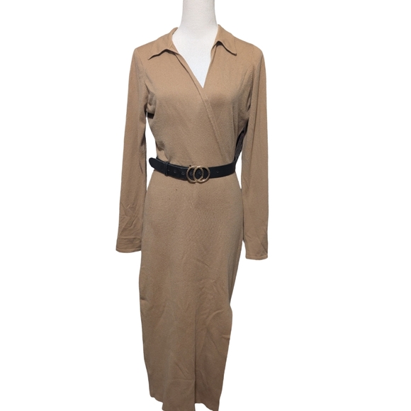 PAIGE Carmen Sweater Dress Size Large Camel Tan - Picture 11 of 15